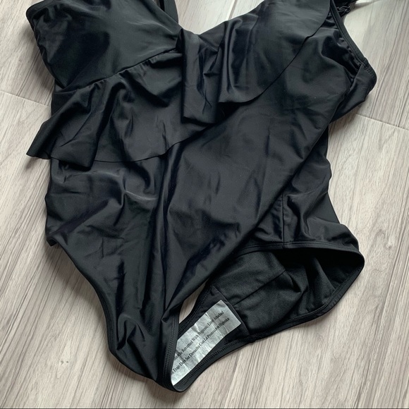 NWOT Kona Sol Black Ruffle 1 pc Swimsuit - Picture 7 of 10